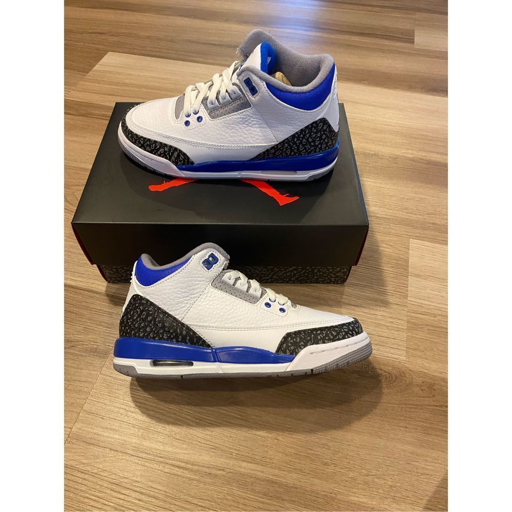 Jordan 3 Retro Racer Blue Black Cement GS size 4Y Women size 5.5 398614-145 New